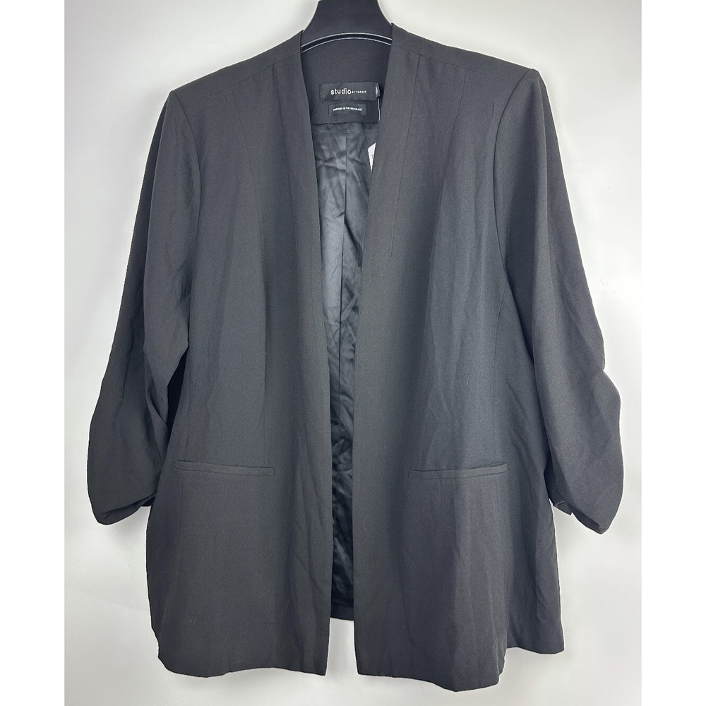 NWT Torrid Studio Crepe Collarless Blazer Jacket Black Office Pro Plus Size 3 3X - Picture 13 of 14